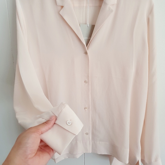 NWT Everlane Clean Silk Notch Shirt | Blush Pink | Silk | Size 12 - Picture 8 of 10